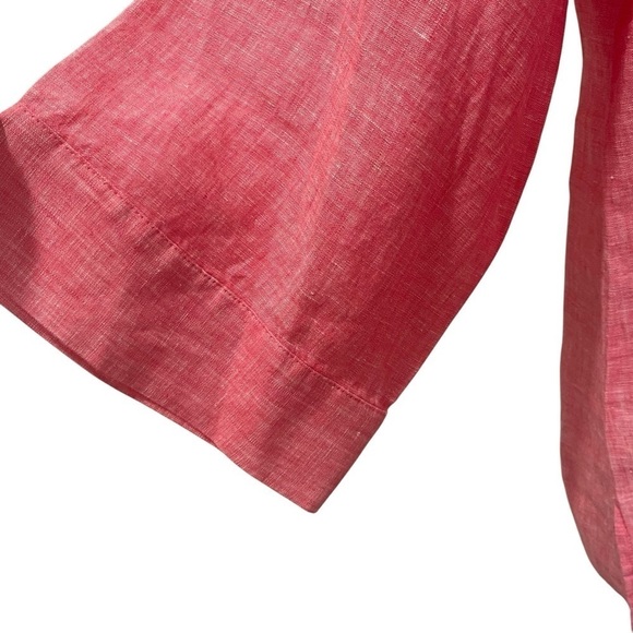 New Tommy Bahama Coastalina 3/4 Sleeve V Neck Tassel Linen Tunic Blouse Pink - Picture 7 of 15